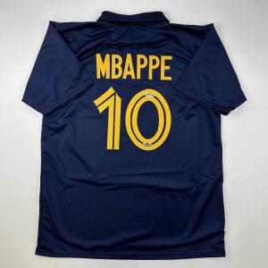 imageFacsimile Autographed Kylian Mbappe France Blue World Cup Reprint Laser Auto Soccer Jersey Size Mens XL