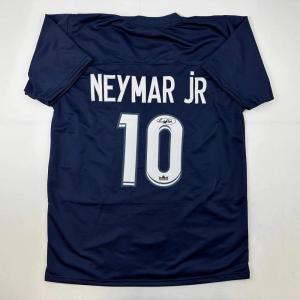 imageFacsimile Autographed Neymar Jr PSG Blue Reprint Laser Auto Soccer Jersey Size Mens XL