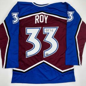 imageFacsimile Autographed Patrick Roy Colorado Maroon Reprint Laser Auto Hockey Jersey Size Mens XL