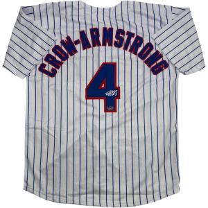 imageFacsimile Autographed Pete CrowArmstrong PCA Chicago Pinstripe Reprint Laser Auto Baseball Jersey Size Mens XL