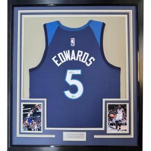 imageFramed AutographedSigned Anthony Edwards 35x39 Minnesota Blue Basketball Jersey Beckett BAS COA