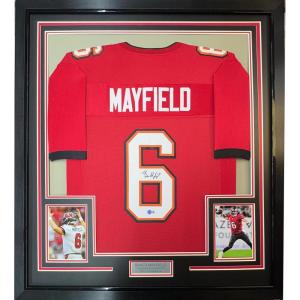 imageFramed AutographedSigned Baker Mayfield 35x39 Tampa Bay Red Football Jersey Beckett BAS COA