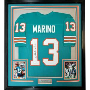imageFramed AutographedSigned Dan Marino 33x42 Miami Teal Football Jersey JSA COA
