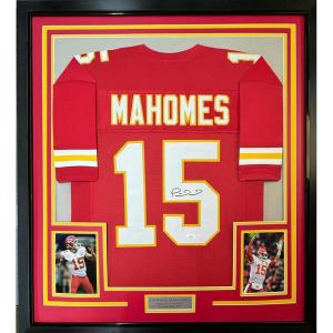 imageFramed AutographedSigned Patrick Mahomes 35x39 Kansas City Red Football Jersey JSA COA