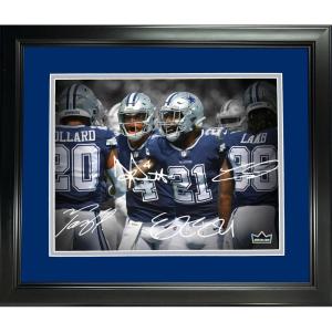 imageFramed Dak Prescott CeeDee Lamb Ezekiel Elliott ampamp Tony Pollard Dallas Cowboys Dual Facsimile Laser Engraved Signature Auto 11quotx14quot Football Photo HOFSM Holo