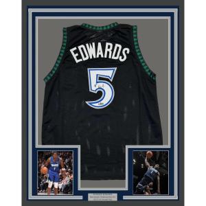 imageFramed Facsimile Autographed Anthony Edwards 35x39 Minnesota Black Reprint Laser Auto Basketball Jersey