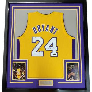 imageFramed Facsimile Autographed Kobe Bryant 24 35x39 Los Angeles LA Yellow Reprint Laser Auto Basketball Jersey