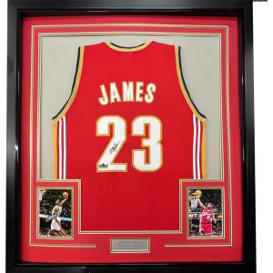 imageFramed Facsimile Autographed LeBron James 35x39 Cleveland Red Reprint Laser Auto Basketball Jersey