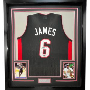 imageFramed Facsimile Autographed LeBron James 35x39 Miami Black Reprint Laser Auto Basketball Jersey