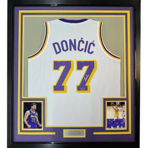 imageFramed Facsimile Autographed Luka Doncic 35x39 Los Angeles LA White Reprint Laser Auto Basketball Jersey
