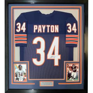 imageFramed Facsimile Autographed Walter Payton 35x39 Chicago Blue Reprint Laser Auto Football Jersey Size Mens XL