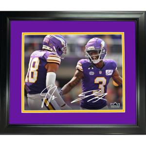 imageFramed Justin Jefferson ampamp Jordan Addison Minnesota Vikings Dual Facsimile Laser Engraved Signature Auto 11quotx14quot Football Photo HOFSM Holo
