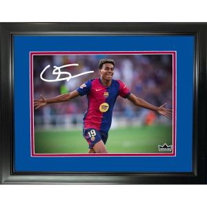imageFramed Lamine Yamal FC Barcelona Facsimile Laser Engraved Signature Auto 11quotx14quot Soccer Photo HOFSM Holo