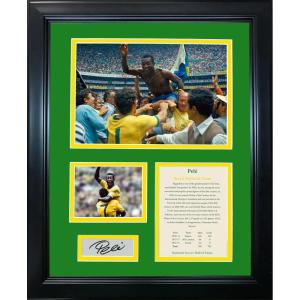 imageFramed Pele Hall of Fame Facsimile Laser Engraved Signature Auto Brazil National Team Soccer Futbol 11quotx14quot Photo Sig Collage