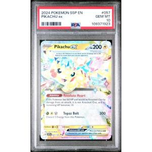 imageGraded 2024 PKM SSP EN Pikachu ex 057 Surging Sparks Trading Card Game PSA 10 Gem Mint