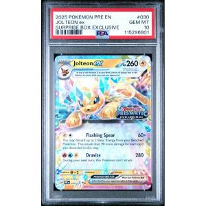 imageGraded 2025 PKM PRE EN Jolteon ex 030 SBE Prismatic Evolutions Trading Card Game PSA 10 Gem Mint