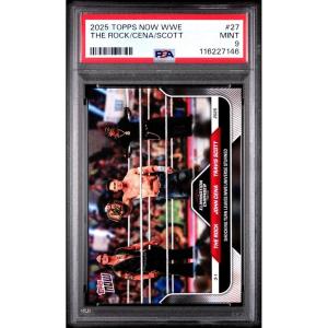 imageGraded 2025 Topps Now WWE The Rock John Cena Travis Scott 27 Wrestling Card PSA 9 Mint