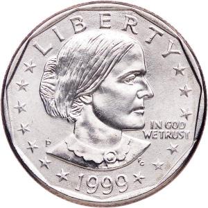 imageHall of Fame Sports Memorabilia  1999 P and D Susan B Anthony BU Uncirculated SBA Dollars  1 Coins  US Mint  Mint State  Brilliant Uncirculated