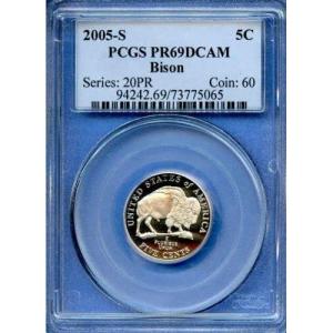 imageHall of Fame Sports Memorabilia  2005 S Proof Jefferson Nickels  Set of 2 Coins  BuffaloBison and Westward Waters  Professionally Graded  PCGS PR69 DCAM  Deep Cameo