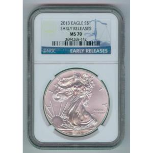 imageHall of Fame Sports Memorabilia  2013 S America Silver Eagle Early Release 1 NGC MS70  The Perfect Coin