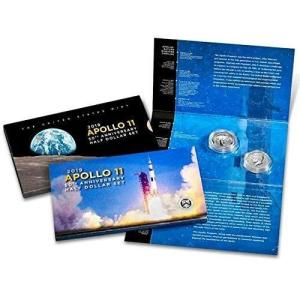 imageHall of Fame Sports Memorabilia  2019 S Apollo 11  Special Limited Edition Half Dollar  2 Coin Set  Reverse Proof  50th Anniversary  12 US Mint Proof  DCAM with Unique Curved Half Moon Coin