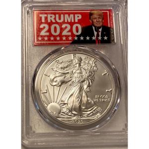 imageHall of Fame Sports Memorabilia  2020 1 America Silver Eagle  Trump Red Label Series  Professionally Graded  PCGS MS70  The Perfect Coin