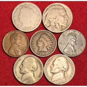 imageHall of Fame Sports Memorabilia 1883 to 1959 PampampD Collectible Coin lot  7 coin lot  includes copper nickel and silverAll Collectible Coins  Pennies and Nickels US Mint  Good to Uncirculated