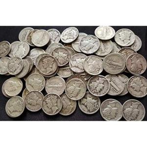 imageHall of Fame Sports Memorabilia 1916 to 1945 PDS Mercury Dimes  Set of 10 Coins  90 Silver  Some with Mintmarks  Full Date and Rim  Full Liberty  US Mint Graded Fine or Better