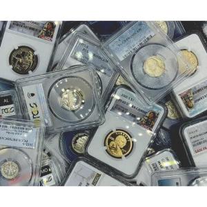 imageHall of Fame Sports Memorabilia 1946 to 2020  Slabbed Coins  Dollars Halfs Quarters Dimes Nickel Pennies  Near Perfect Coins  PCGSNGC PR69 Professionally Graded Pack of 4
