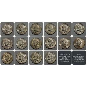 imageHall of Fame Sports Memorabilia 1971 to 1978 PampampD Eisenhower Ike Dollars  Gem BU 16 Coins  Includes Type 1 and Type 2 Dollars  Collection US Mint Uncirculated