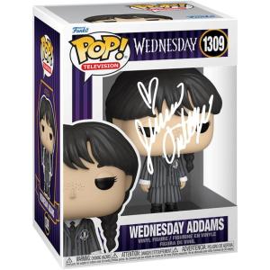 imageJenna Ortega Wednesday Addams 1309 Facsimile Signed Reprint Laser Autographed Funko POP TV Addams Family Figurine with Protector Case