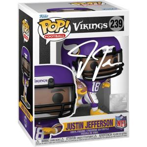 imageJustin Jefferson 239 Facsimile Signed Reprint Laser Autographed Funko POP Football NFL Minnesota Vikings Figurine with Protector Case