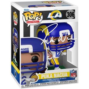imagePuka Nacua 306 Facsimile Signed Reprint Laser Autographed Funko POP Football NFL Los Angeles Rams Figurine with Protector Case