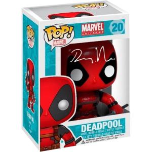 imageRyan Reynolds Deadpool 20 Facsimile Signed Reprint Laser Autographed Funko POP Movies Marvel Universe Figurine with Protector Case