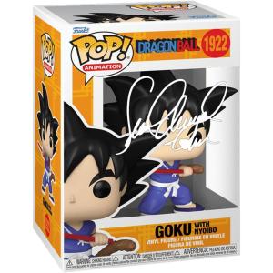 imageSean Schemmel Goku with Nyoibou 1922 Voice Actor Facsimile Signed Reprint Laser Autographed Funko POP Anime Animation Dragon Ball Z Figurine with Protector Case