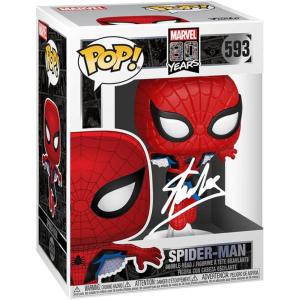 imageStan Lee SpiderMan 593 Facsimile Signed Reprint Laser Autographed Funko POP Movies Marvel 80th First Appearance Figurine with Protector Case