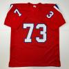 imageFacsimile Autographed John Hannah New England Red Reprint Laser Auto Football Jersey Size Mens XL