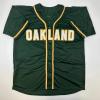 imageFacsimile Autographed Rickey Henderson Oakland Green Reprint Laser Auto Baseball Jersey Size Mens XL