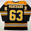 imageFacsimile Autographed Brad Marchand Boston Black Reprint Laser Auto Hockey Jersey Size Mens XL