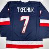 imageFacsimile Autographed Brady Tkachuk United States USA Blue 2025 4 Nations FaceOff Reprint Laser Auto Hockey Jersey Size Mens XL