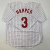 imageFacsimile Autographed Bryce Harper Philadelphia Pinstripe Reprint Laser Auto Baseball Jersey Size Mens XL