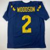 imageFacsimile Autographed Charles Woodson Michigan Blue Reprint Laser Auto College Football Jersey Size Mens XL