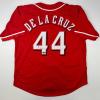 imageFacsimile Autographed Elly De La Cruz Cincinnati Red Reprint Laser Auto Baseball Jersey Size Mens XL
