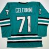 imageFacsimile Autographed Macklin Celebrini San Jose Teal Reprint Laser Auto Hockey Jersey Size Mens XL
