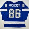 imageFacsimile Autographed Nikita Kucherov Tampa Bay Blue Reprint Laser Auto Hockey Jersey Size Mens XL