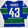 imageFacsimile Autographed Quinn Hughes Vancouver Blue Reprint Laser Auto Hockey Jersey Size Mens XL