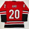 imageFacsimile Autographed Sebastian Aho Carolina Red Reprint Laser Auto Hockey Jersey Size Mens XL