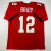imageFacsimile Autographed Tom Brady Tampa Bay Red Reprint Laser Auto Football Jersey Size Mens XL