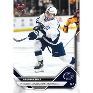 image2025 Topps Bowman U Now Gavin McKenna 2 1st Collegiate Goal Seals Penn State Comeback Penn State Nittany Lions Rookie RC Hockey Card