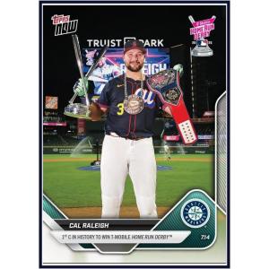 image2025 Topps Now Cal Raleigh 427 1st Catcher in History to Win Home Run Derby Seattle Mariners Baseball Card